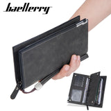 Wallets Baellerry Personalized Design Men's Handbag Multi Card Position Frosted Leather Wallet With Wrist Strap Card Holder