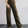 Women's High-Waist Casual Denim Pants with Three-dimensional Pocket Versatile Cargo Leggings for Girls