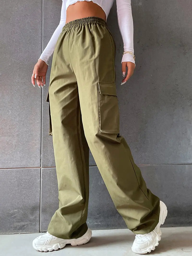 Oversize Pants Large Pockets Cargo Parachute Pants Women Streetwear Vintage Hip Hop Wide Leg Joggers Baggy Sweatpants Techwear