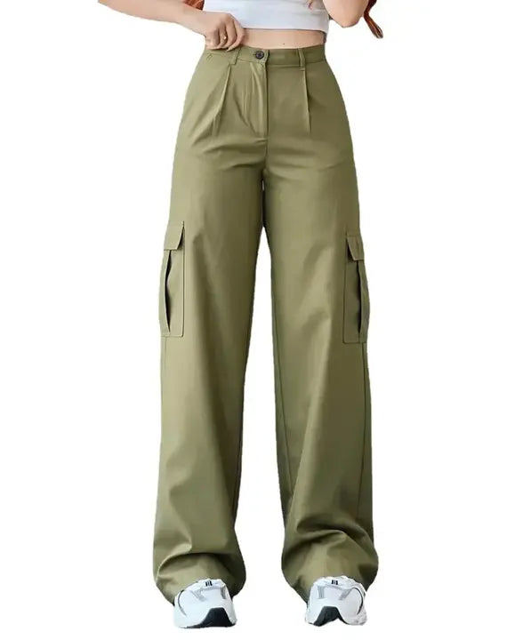 Women's High-Waist Casual Denim Pants with Three-dimensional Pocket Versatile Cargo Leggings for Girls