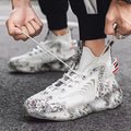 Fashiontrend Men Walking Shoes High Top Lace-up Casual Men Sneakers Antislip Light-weight