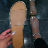 Fashion flat solid color casual rhinestone chic slippers women shoes outdoor beach plus size slides&slippers