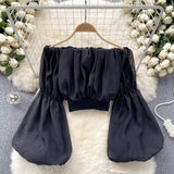Women Chiffon Shirt Corset Short Sexy One Neck Strapless Ladies' Blouses & Tops