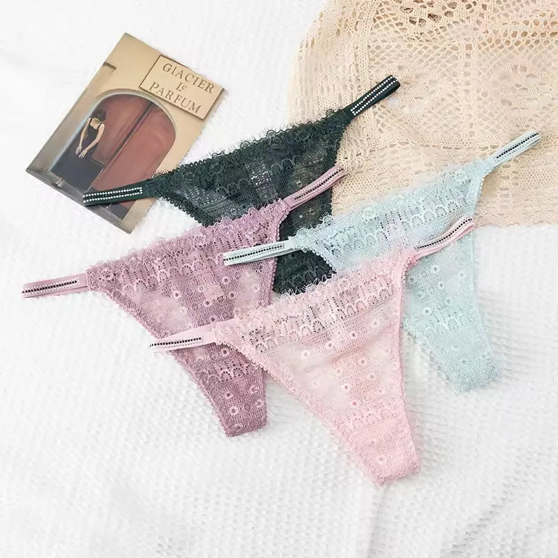Female Thin Belt G-strings Underwear Soft Breathable T-back Solid Lingerie Women Sexy Panties Screw Thread Cotton Thongs Female