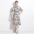 Elegant Floral Print Pleated Midi Dress