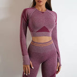Hot Selling Breathable Yoga Fitness Shirts and Tops Running Gym Athletic Seamless Yoga Push Up Leggings Yoga Wear Crop Tops