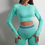 Hot Selling Breathable Yoga Fitness Shirts and Tops Running Gym Athletic Seamless Yoga Push Up Leggings Yoga Wear Crop Tops