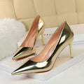 New Women Western Style Fashion Metal Sexy Club High Heels Slippers Simple Shallow Pointed Mouth Thin High Heel Sandals