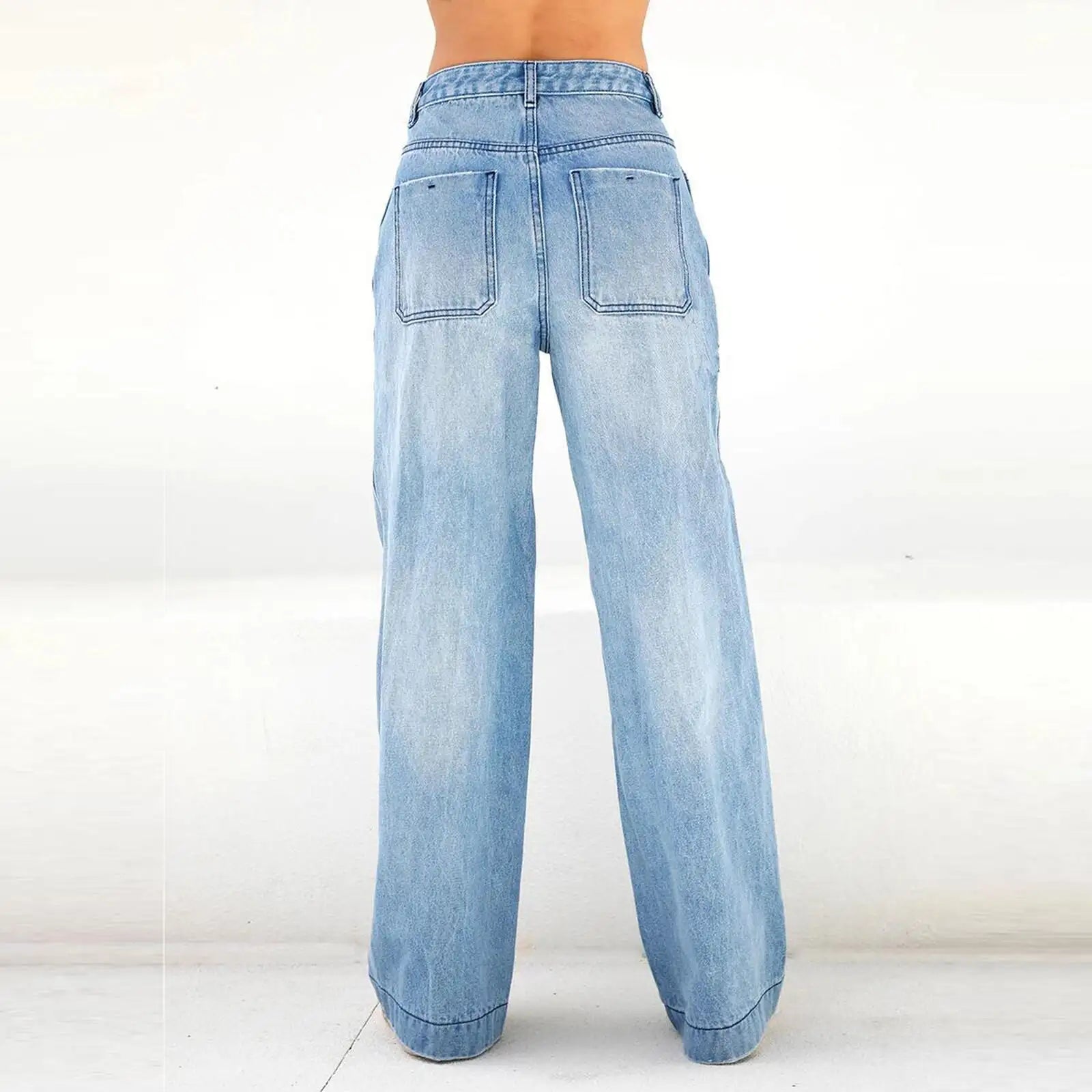 High-waist Loose Straight Wide-leg Women's Jeans Mop Jeans Women