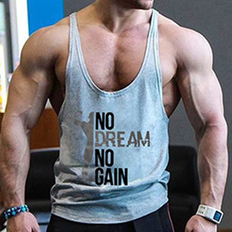 Men's Pure Color I-Shaped Training Vest Men's Loose Fitness Muscle Sports Tank Top Men's Custom Bodybuilding Vest