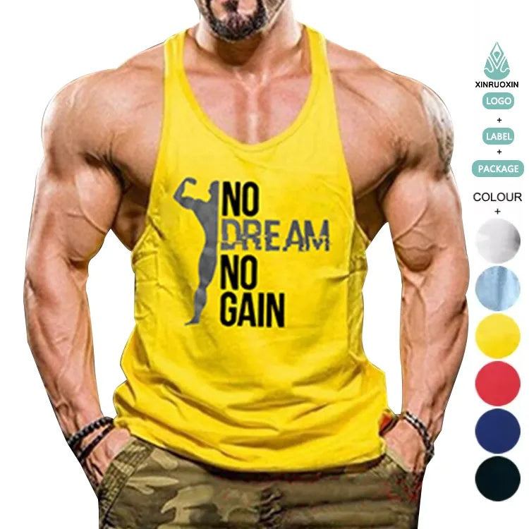 Men's Pure Color I-Shaped Training Vest Men's Loose Fitness Muscle Sports Tank Top Men's Custom Bodybuilding Vest