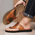 Men Leather Summer Slippers New Fashion Flip-Flops Sandals Breathable Non-slip Casual Flat Slippers