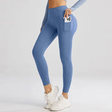 High Waist Tummy Control Breathable Exercise Leggings Fitness Buttery Soft Fabric Leggings With Pockets Size