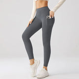 High Waist Tummy Control Breathable Exercise Leggings Fitness Buttery Soft Fabric Leggings With Pockets Size
