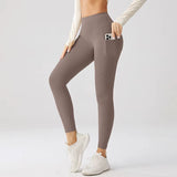 High Waist Tummy Control Breathable Exercise Leggings Fitness Buttery Soft Fabric Leggings With Pockets Size