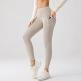 High Waist Tummy Control Breathable Exercise Leggings Fitness Buttery Soft Fabric Leggings With Pockets Size