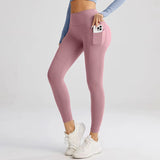 High Waist Tummy Control Breathable Exercise Leggings Fitness Buttery Soft Fabric Leggings With Pockets Size