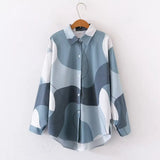 New Floral Print Loose Lapel Long-Sleeved Fashion Shirt