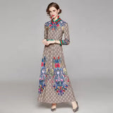 Fashion Office Ladies Brand Positioning Printed Dress Brand Socialite Party Maxi Casual Dress