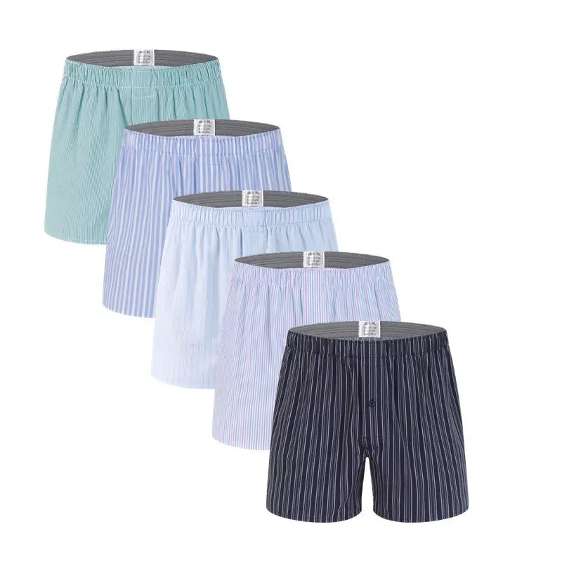 Men's briefs plus size underwear plaid and stripe high waist breathable cotton boxers