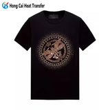 100% Black Men's printed cotton t shirt elastic  heat transfer oversize tshirt men