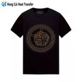 100% Black Men's printed cotton t shirt elastic  heat transfer oversize tshirt men