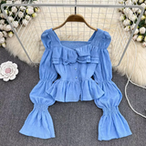 Ruffled Flared Sleeve Top
