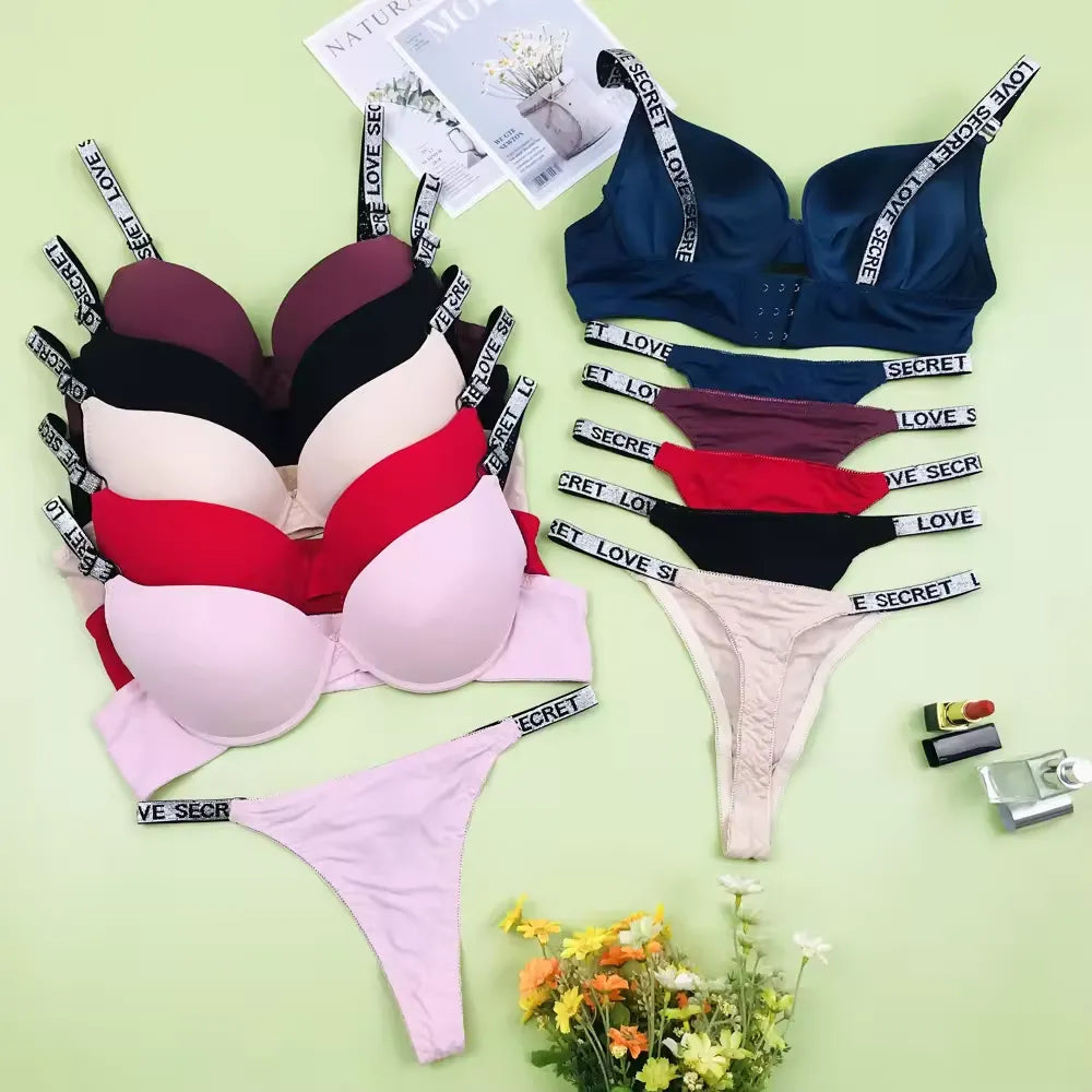 Cross underwear, underwear, thin massage cup, breathable push-up bra, women's thong, beautiful back bra set 