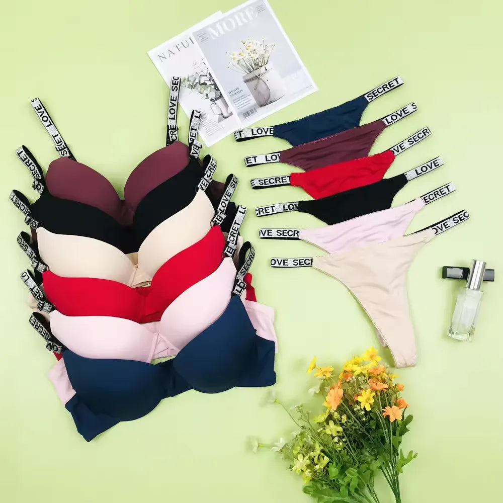 Cross underwear, underwear, thin massage cup, breathable push-up bra, women's thong, beautiful back bra set 