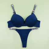 Cross underwear, underwear, thin massage cup, breathable push-up bra, women's thong, beautiful back bra set 