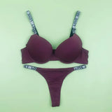 Cross underwear, underwear, thin massage cup, breathable push-up bra, women's thong, beautiful back bra set 