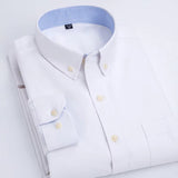 Oxford Men's Plaid Long Sleeve Shirt Casual Striped Shirt Men's White Top Camisas De Hombre