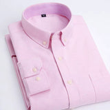 Oxford Men's Plaid Long Sleeve Shirt Casual Striped Shirt Men's White Top Camisas De Hombre