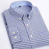 Oxford Men's Plaid Long Sleeve Shirt Casual Striped Shirt Men's White Top Camisas De Hombre