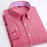 Oxford Men's Plaid Long Sleeve Shirt Casual Striped Shirt Men's White Top Camisas De Hombre