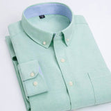 Oxford Men's Plaid Long Sleeve Shirt Casual Striped Shirt Men's White Top Camisas De Hombre