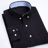 Oxford Men's Plaid Long Sleeve Shirt Casual Striped Shirt Men's White Top Camisas De Hombre