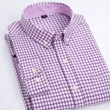 Oxford Men's Plaid Long Sleeve Shirt Casual Striped Shirt Men's White Top Camisas De Hombre