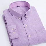 Oxford Men's Plaid Long Sleeve Shirt Casual Striped Shirt Men's White Top Camisas De Hombre