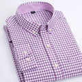 Oxford Men's Plaid Long Sleeve Shirt Casual Striped Shirt Men's White Top Camisas De Hombre