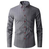 Button High Quality Classic Style Cotton Fabric Solid Color Long Sleeve Business Casual Men's Blue Shirt