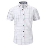 High Quality Classic Style Cotton Plaid Color Stitching Fabric Short Sleeve Casual Business Men's Shirt