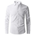 Button High Quality Classic Style Cotton Fabric Solid Color Long Sleeve Business Casual Men's Blue Shirt