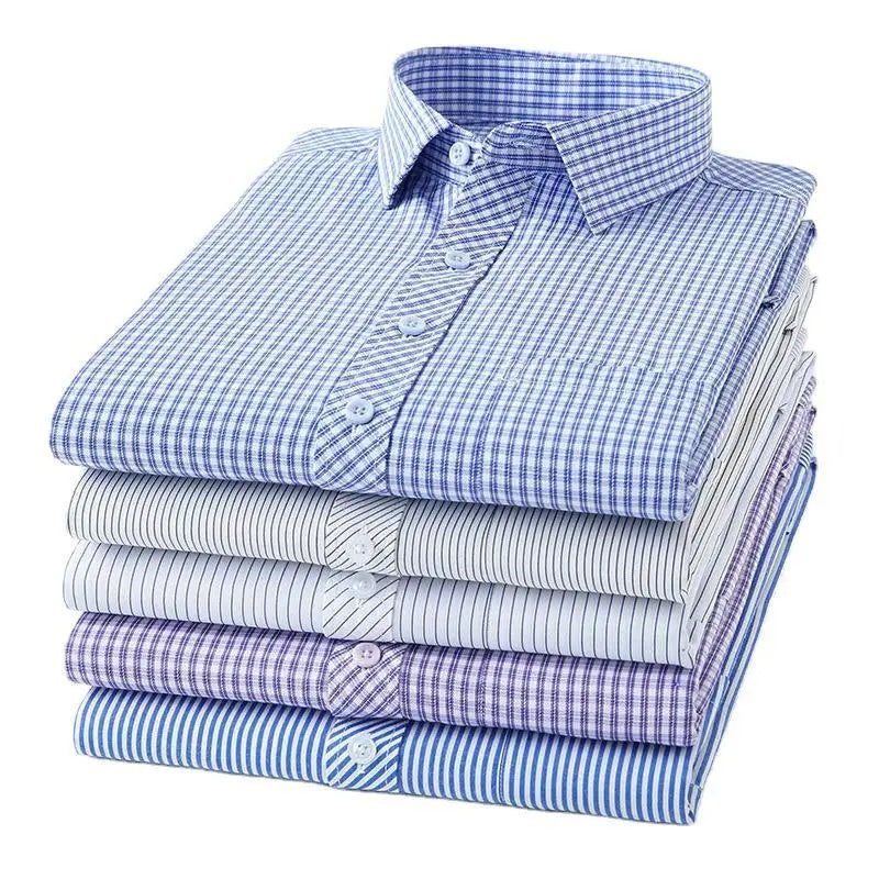 High-end Soft Casual Long-sleeved Men's Shirt Fashionable Striped Men's Business Formal Plaid Shirts Camisas De Hombre