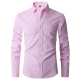 Button High Quality Classic Style Cotton Fabric Solid Color Long Sleeve Business Casual Men's Blue Shirt