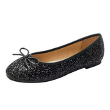 Cute Multi Color Glitter Leather Bow-knot Ballerina Women's Flats comfort Slip-on Fold up Flat Ladies Loafers Shoes