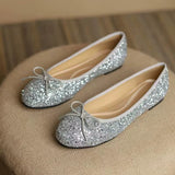 Cute Multi Color Glitter Leather Bow-knot Ballerina Women's Flats comfort Slip-on Fold up Flat Ladies Loafers Shoes