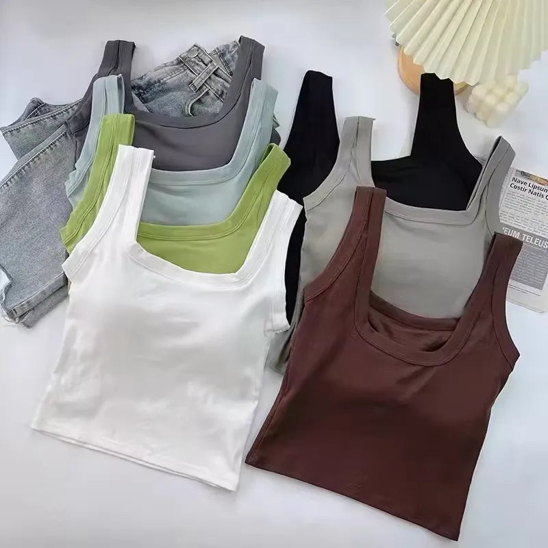 Sleeveless Short Ladies sexy modal Tank Top Multi Colors O-Neck women classic crop top