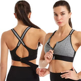 Newest Summer Training Sexy Crossed Backless Sports Bra Adjustable Strap Zipper Yoga Bra Running Sports Bras for Women