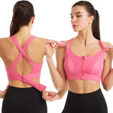 Newest Summer Training Sexy Crossed Backless Sports Bra Adjustable Strap Zipper Yoga Bra Running Sports Bras for Women
